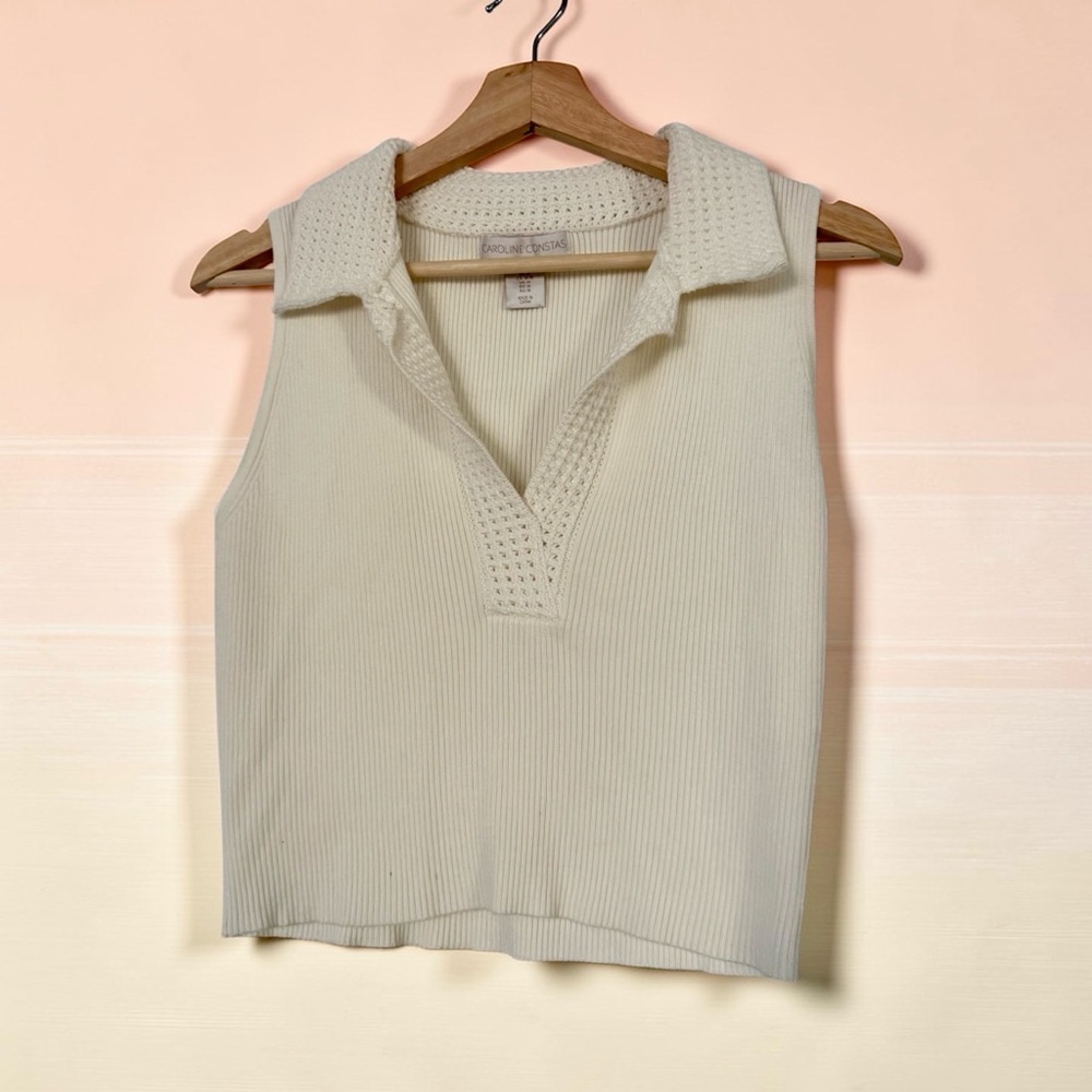 Caroline Constas New York white knit top size M